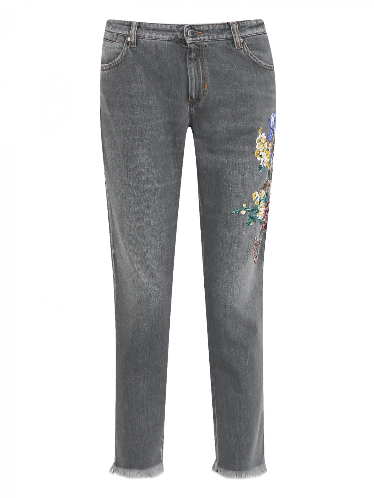 Укороченные джинсы с аппликацией Sportmax Code  –  Общий вид  – Цвет:  Серый