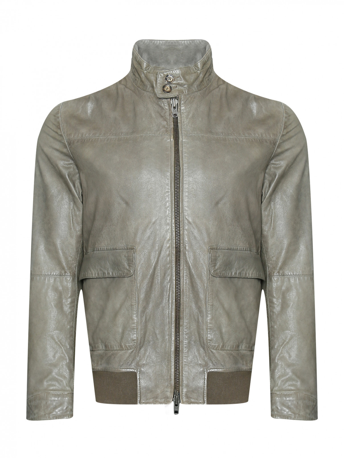 Куртка из кожи с накладными карманами Messagerie  –  Общий вид