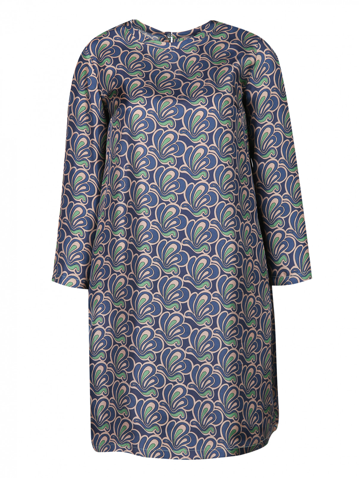Платье-мини из шелка свободного кроя с узором Max Mara  –  Общий вид  – Цвет:  Узор