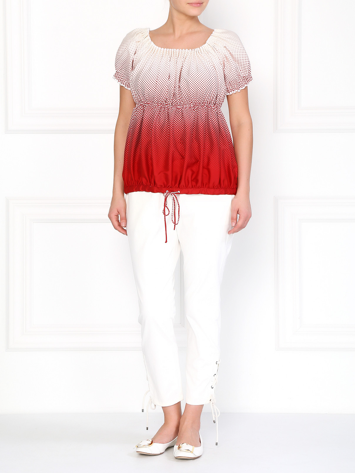 Шелковая блуза с принтом "горох" Jean Paul Gaultier  –  Модель Общий вид  – Цвет:  Узор