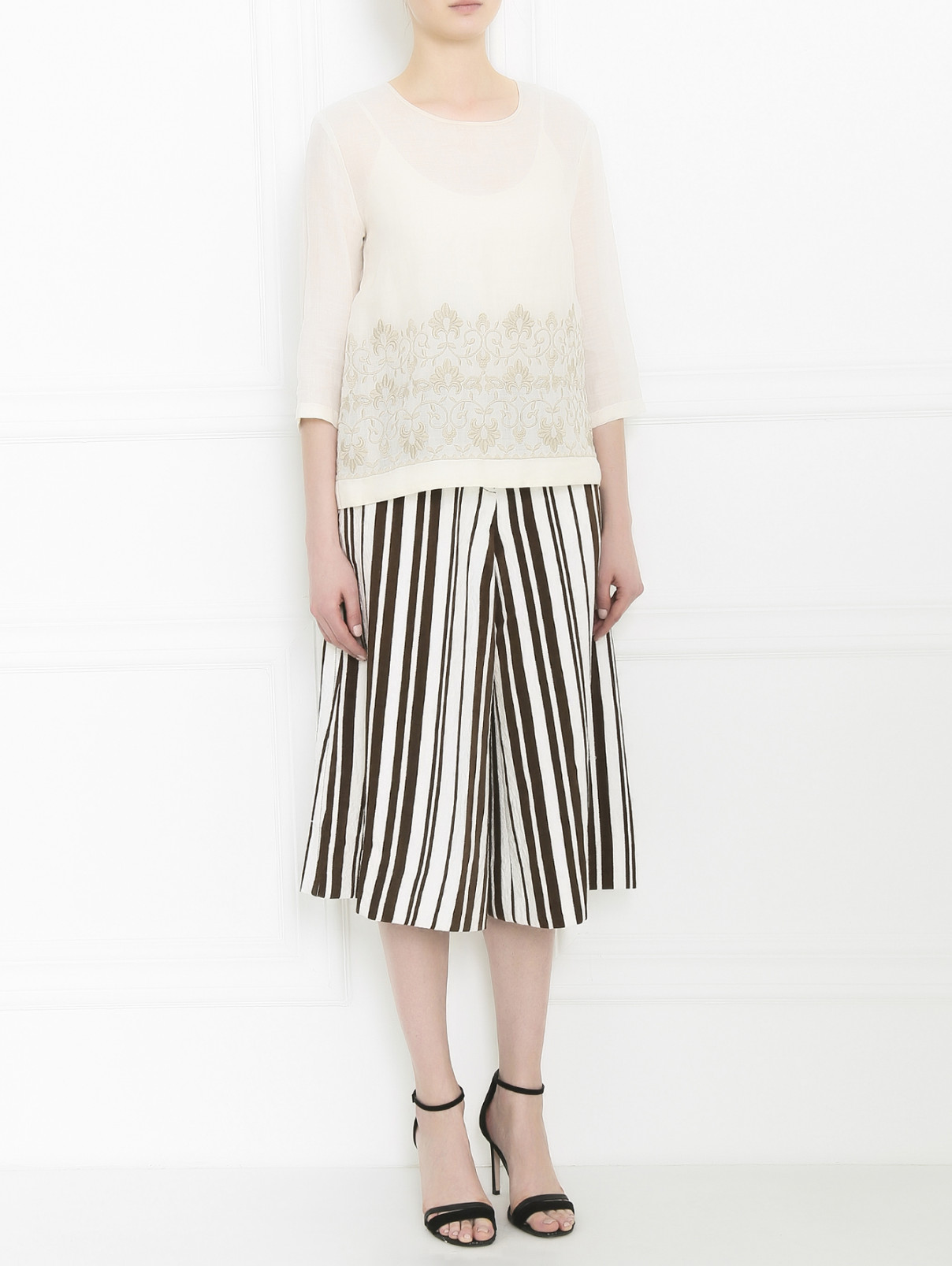 Блуза с декоративной вышивкой Max Mara  –  Модель Общий вид  – Цвет:  Белый