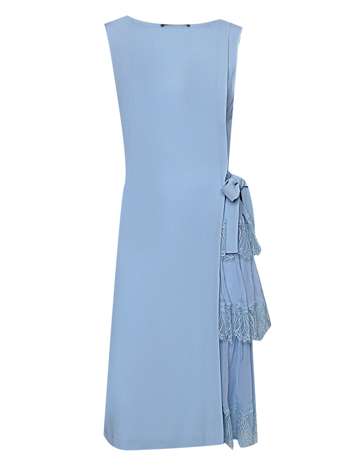 Платье-миди с кружевной отделкой Alberta Ferretti  –  Общий вид  – Цвет:  Синий