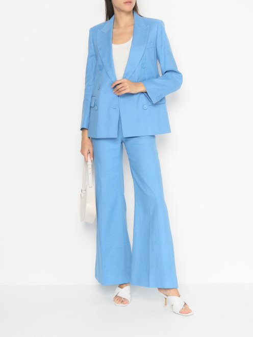 Однотонные брюки изо льна и хлопка Weekend Max Mara - МодельОбщийВид