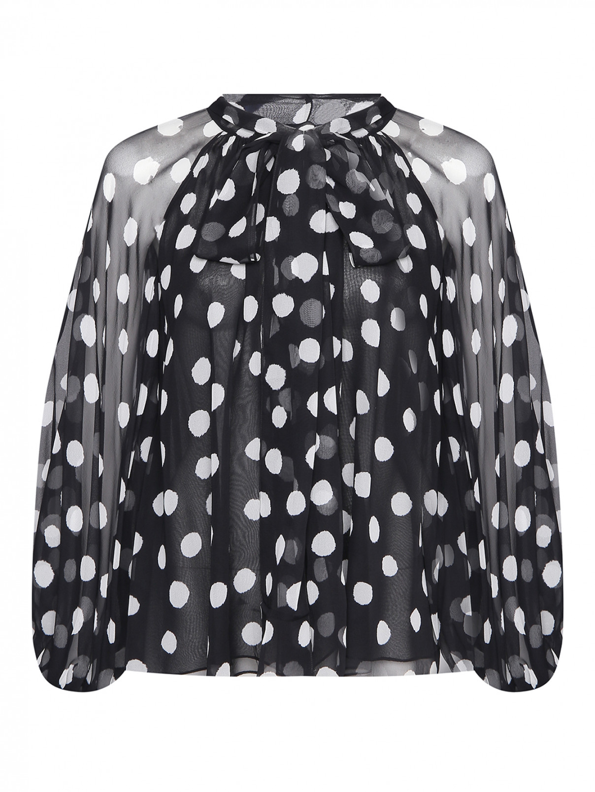 Блуза из шелка с узором свободного кроя Carolina Herrera  –  Общий вид  – Цвет:  Черный