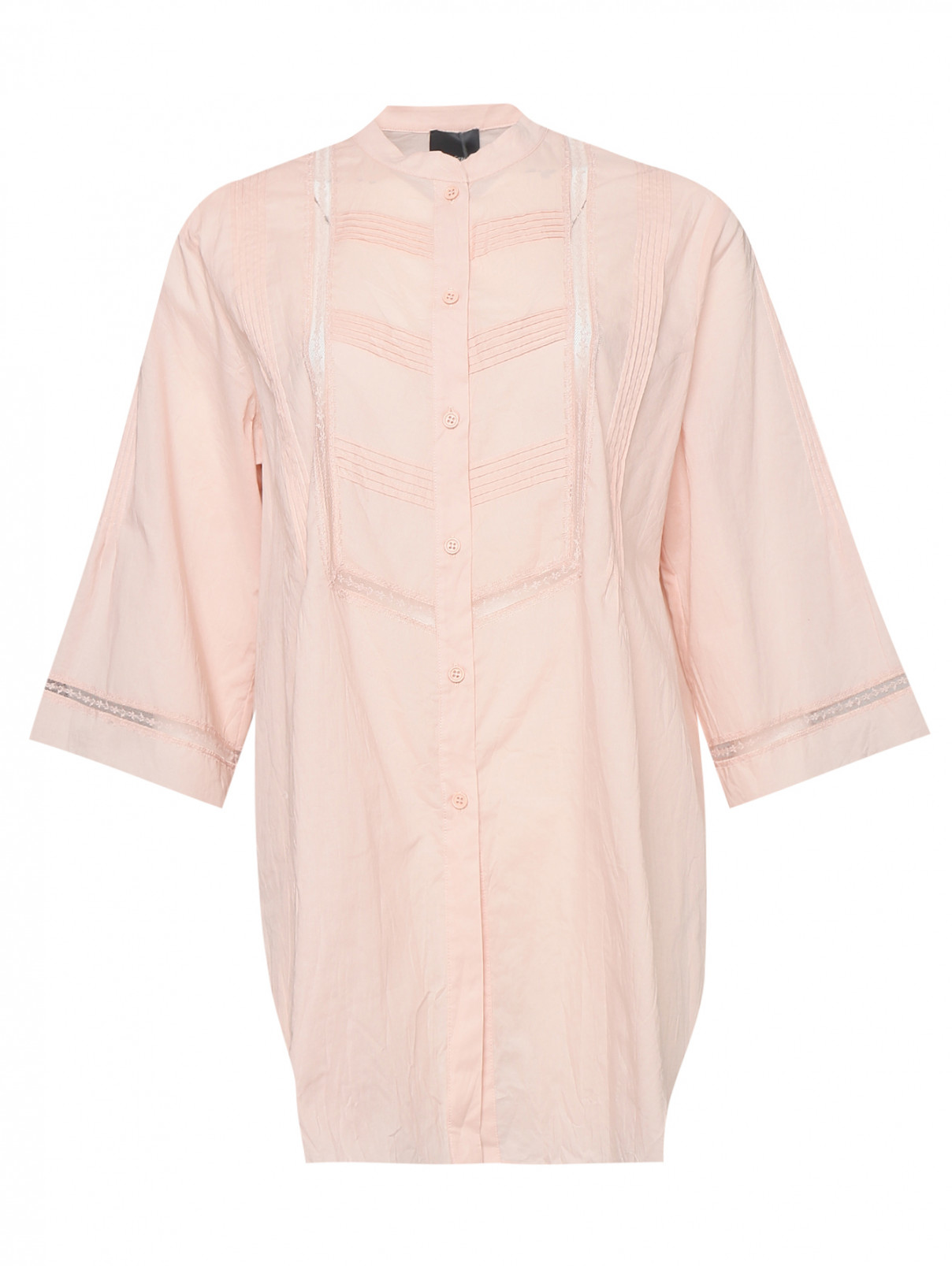 Рубашка из хлопка с вышивкой Persona by Marina Rinaldi  –  Общий вид  – Цвет:  Розовый