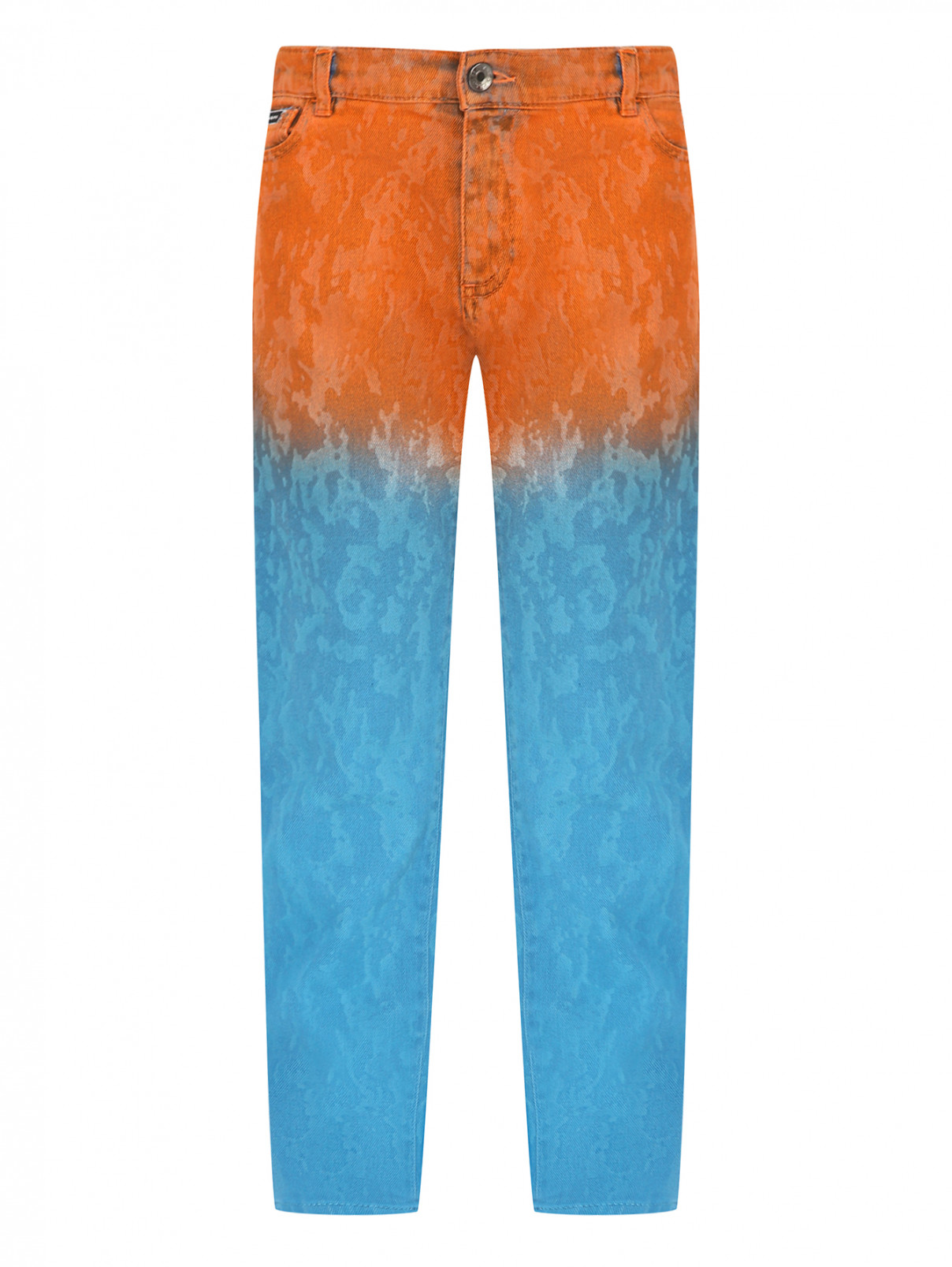 Прямые джинсы с узором Dolce & Gabbana  –  Общий вид  – Цвет:  Оранжевый