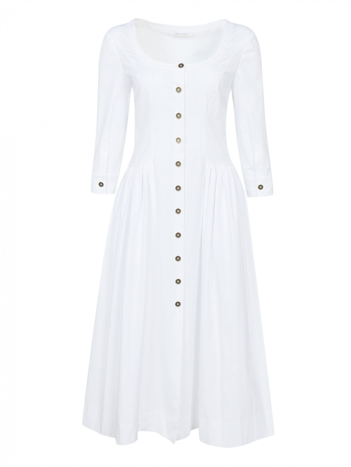 Платье-миди из хлопка Alberta Ferretti  –  Общий вид  – Цвет:  Белый