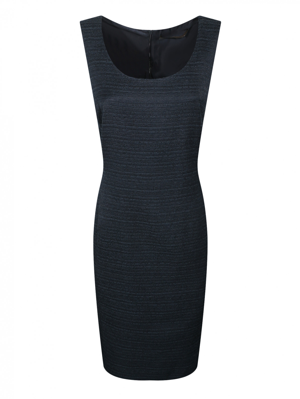 Платье-футляр из хлопка Marina Rinaldi  –  Общий вид  – Цвет:  Синий