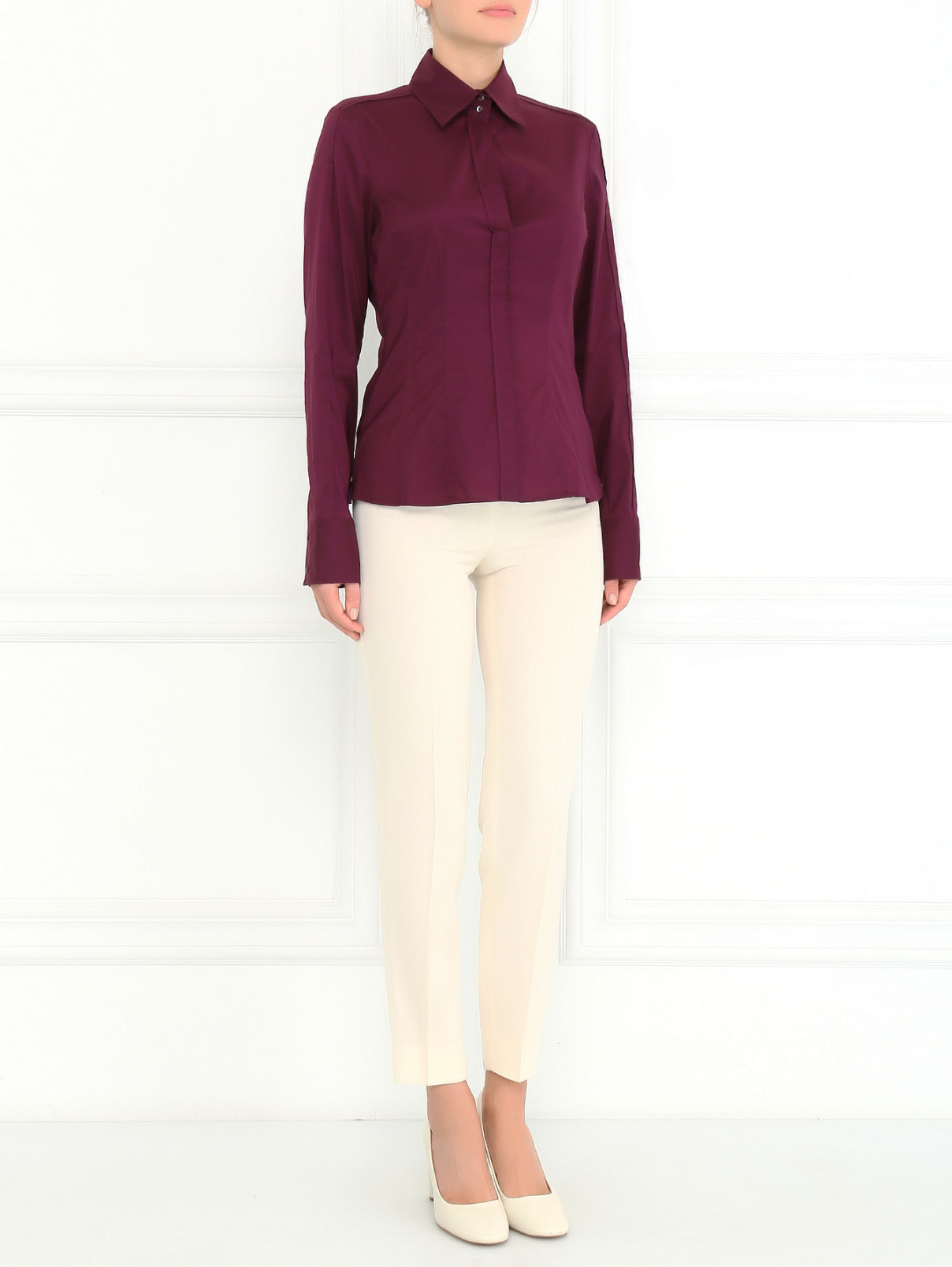 Укороченные брюки из шерсти Moschino Cheap&Chic  –  Модель Общий вид  – Цвет:  Белый