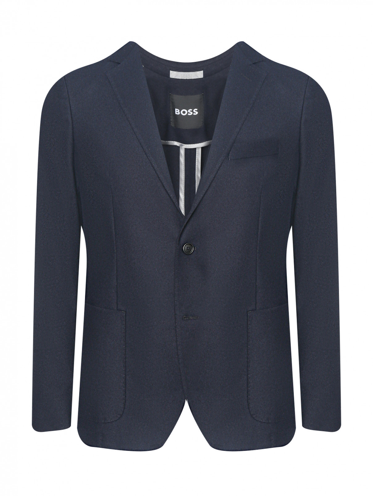 Пиджак из смешанной шерсти с карманами Hugo Boss  –  Общий вид  – Цвет:  Синий