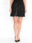 Шелковая юбка-мини с пайетками DKNY  –  Модель Верх-Низ