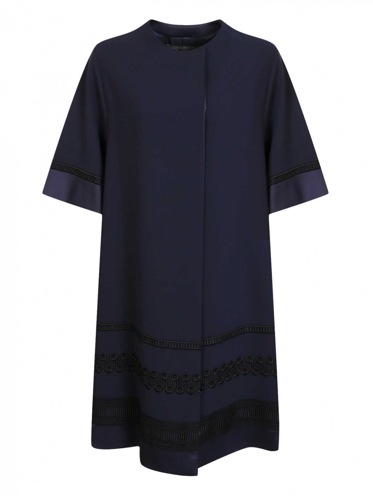 Легкое пальто с короткими рукавами и декоративной отделкой Marina Rinaldi  –  Общий вид  – Цвет:  Синий