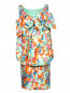 Платье из хлопка с баской и цветочным узором Moschino Couture  –  Общий вид