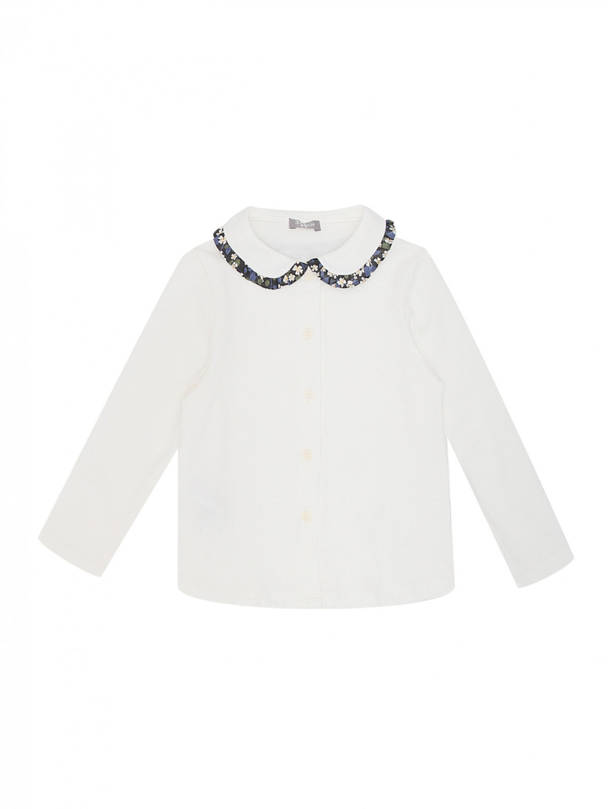 Блуза из трикотажа с воротником Il Gufo  –  Общий вид  – Цвет:  Белый