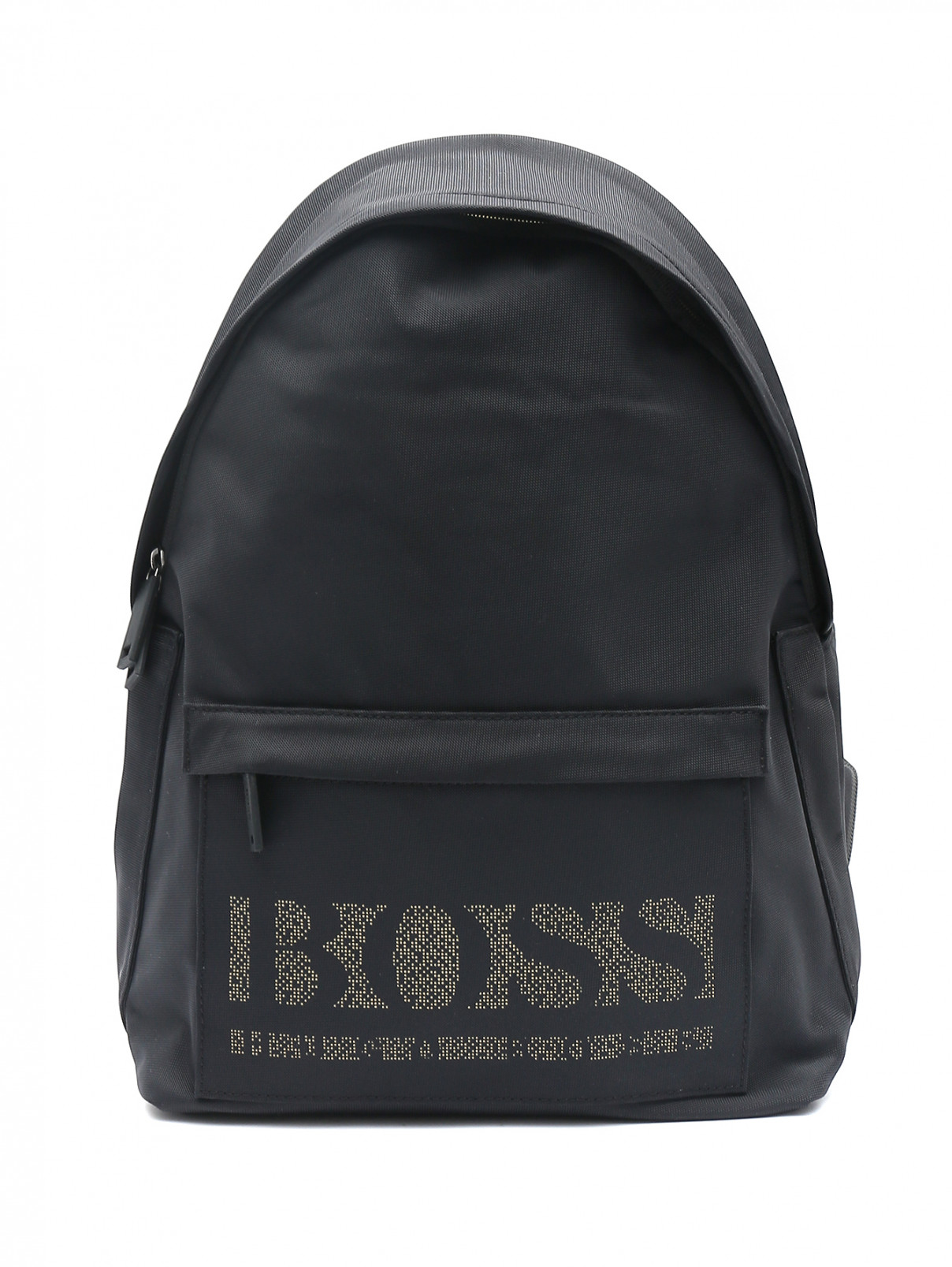Рюкзак из текстиля с принтом Boss  –  Общий вид  – Цвет:  Черный