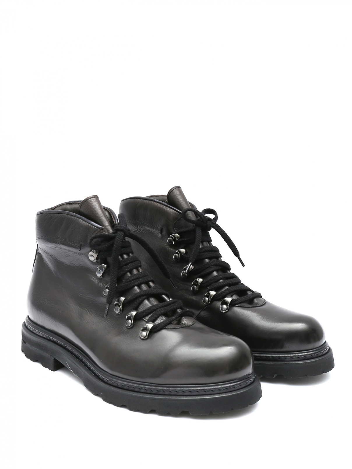 Ботинки из кожи на шнурках Tagliatore  –  Общий вид  – Цвет:  Черный