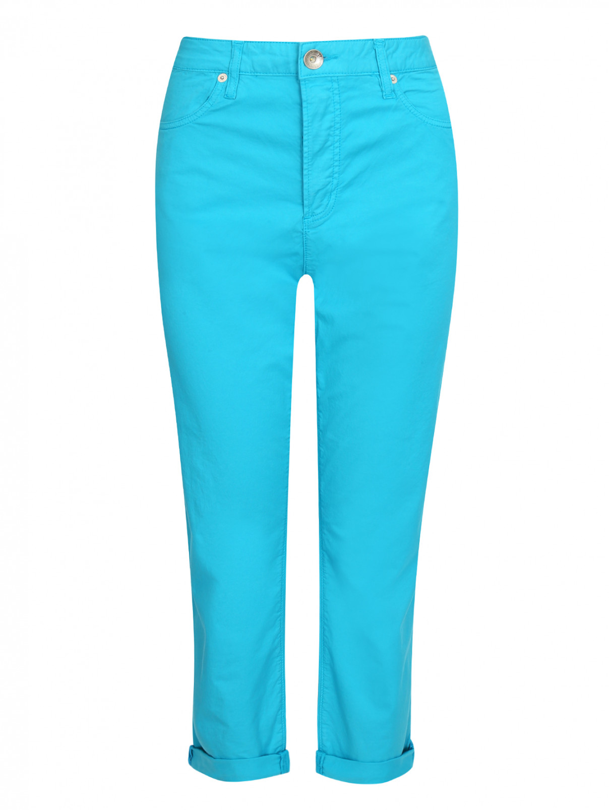 Укороченные брюки из хлопка Love Moschino  –  Общий вид  – Цвет:  Синий