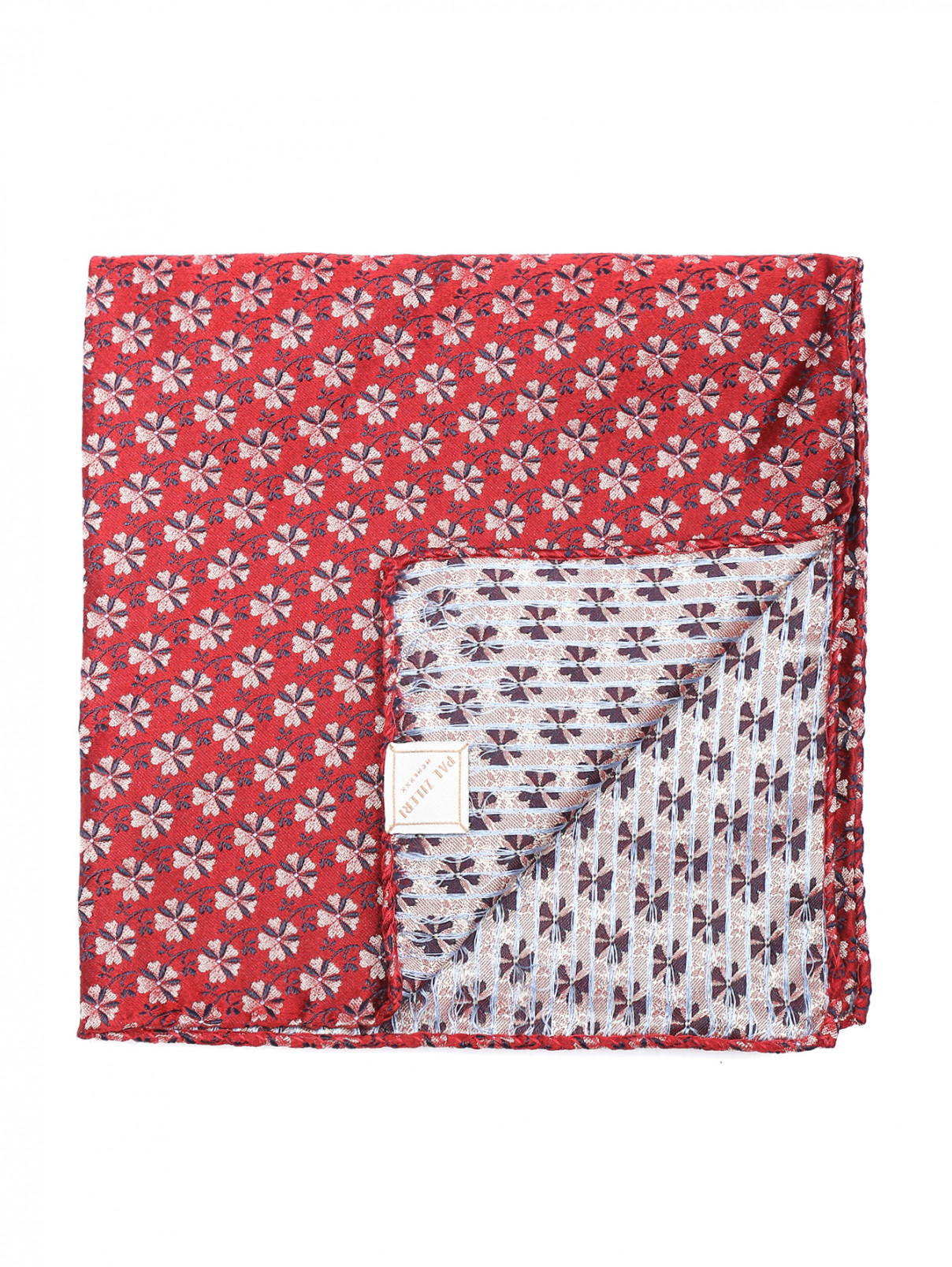 Карманный платок из шелка с узором Pal Zileri  –  Общий вид  – Цвет:  Красный