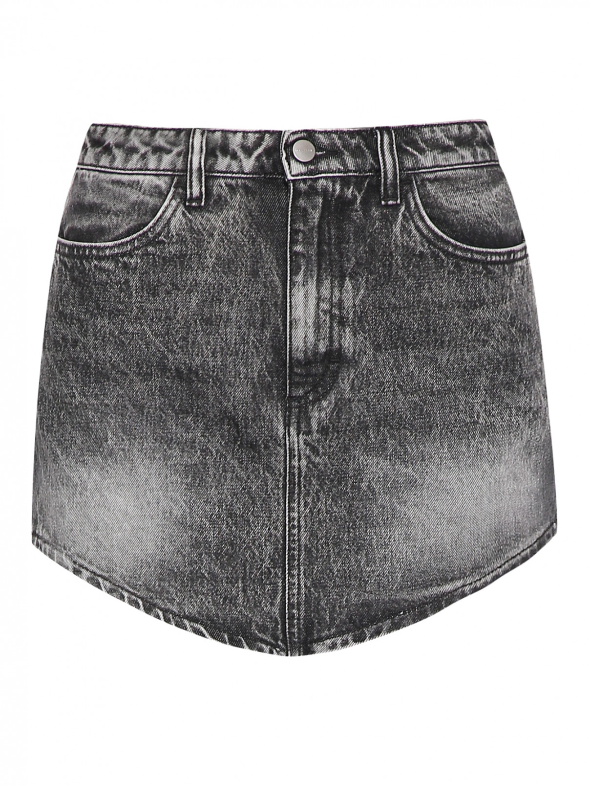 Юбка-мини из денима Icon Denim La  –  Общий вид  – Цвет:  Серый