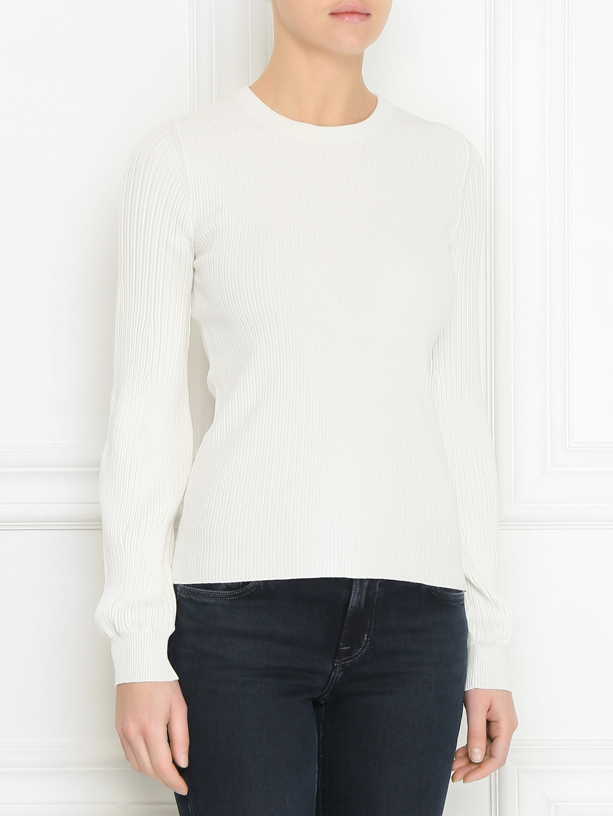 Джемпер в рубчик Sportmax  –  МодельВерхНиз  – Цвет:  Белый