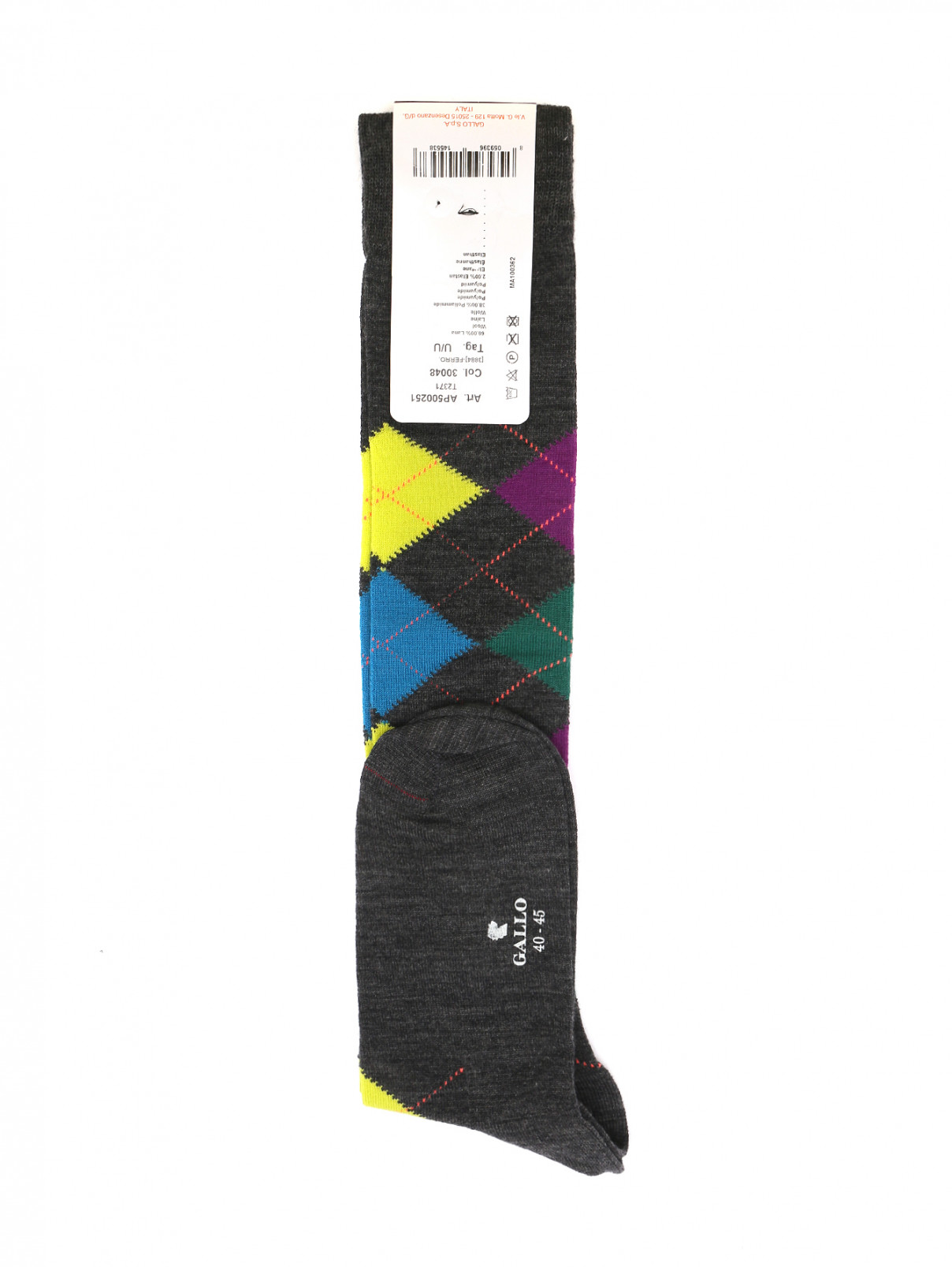 Носки из шерсти с узором Gallo  –  Обтравка1  – Цвет:  Черный