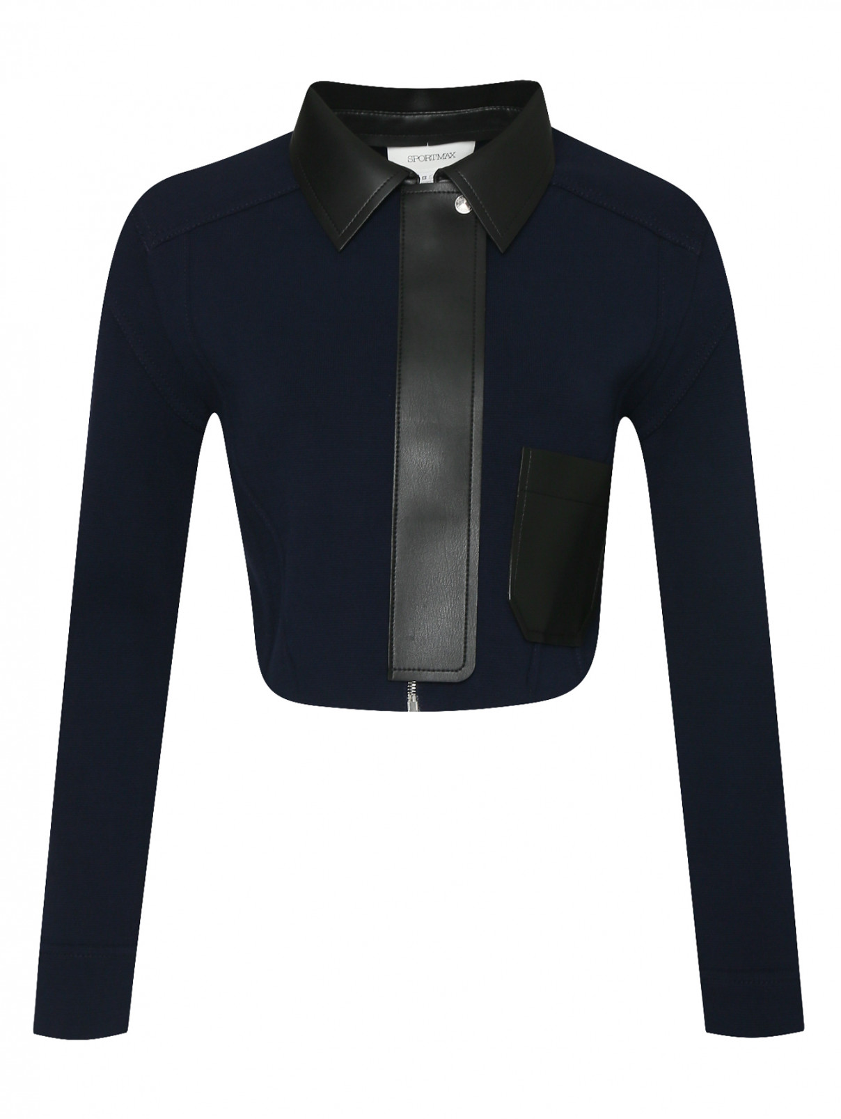 Укороченная куртка из плотного трикотажа Sportmax  –  Общий вид  – Цвет:  Синий