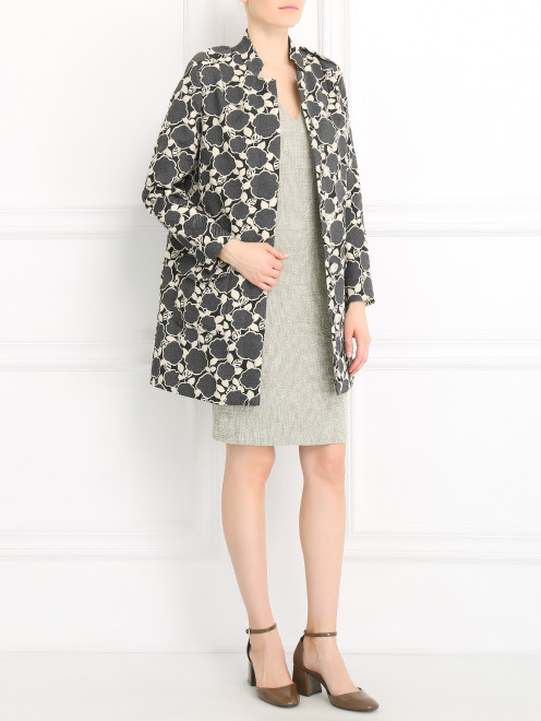 Пальто с узором и накладными карманами Femme by Michele R. - Модель Общий вид