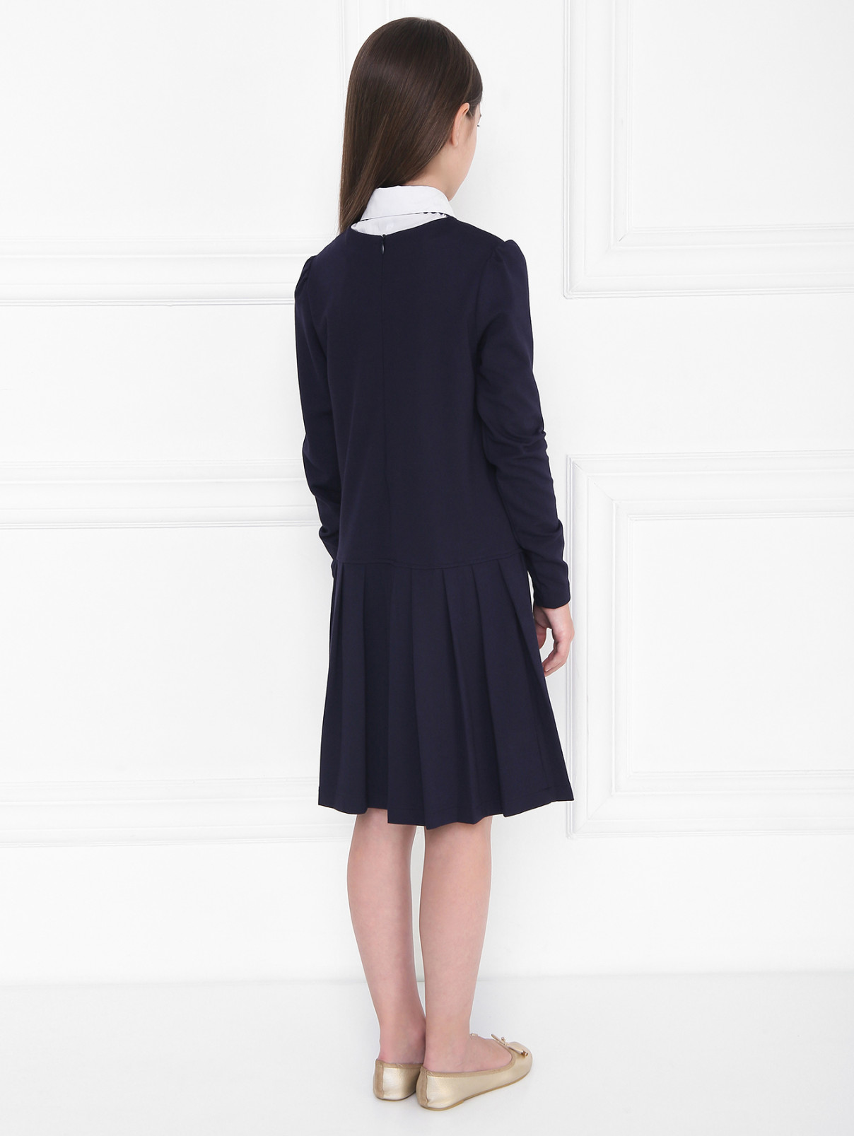 Платье трикотажное со съемной манишкой Aletta Couture  –  МодельВерхНиз1  – Цвет:  Синий