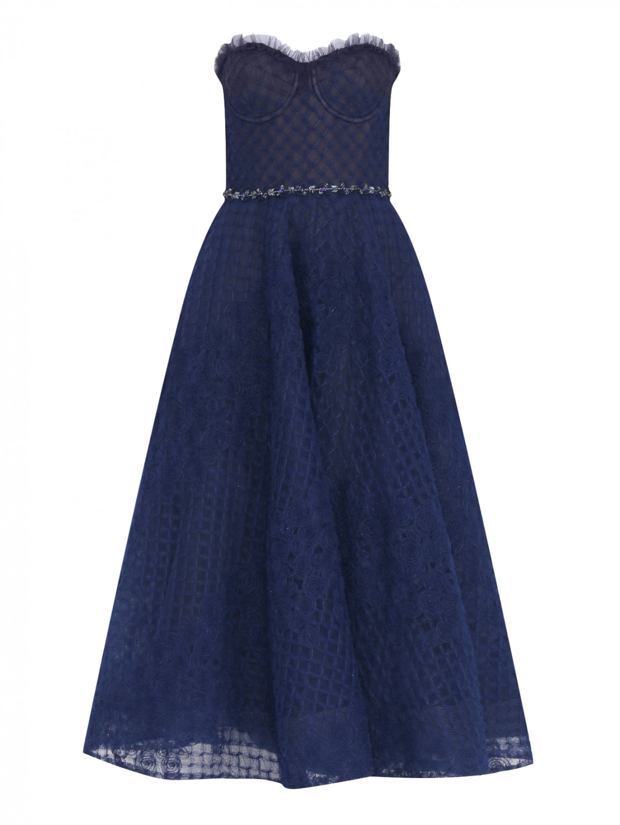 Платье-трапеция без рукавов с пышной юбкой M Missoni  –  Общий вид  – Цвет:  Синий
