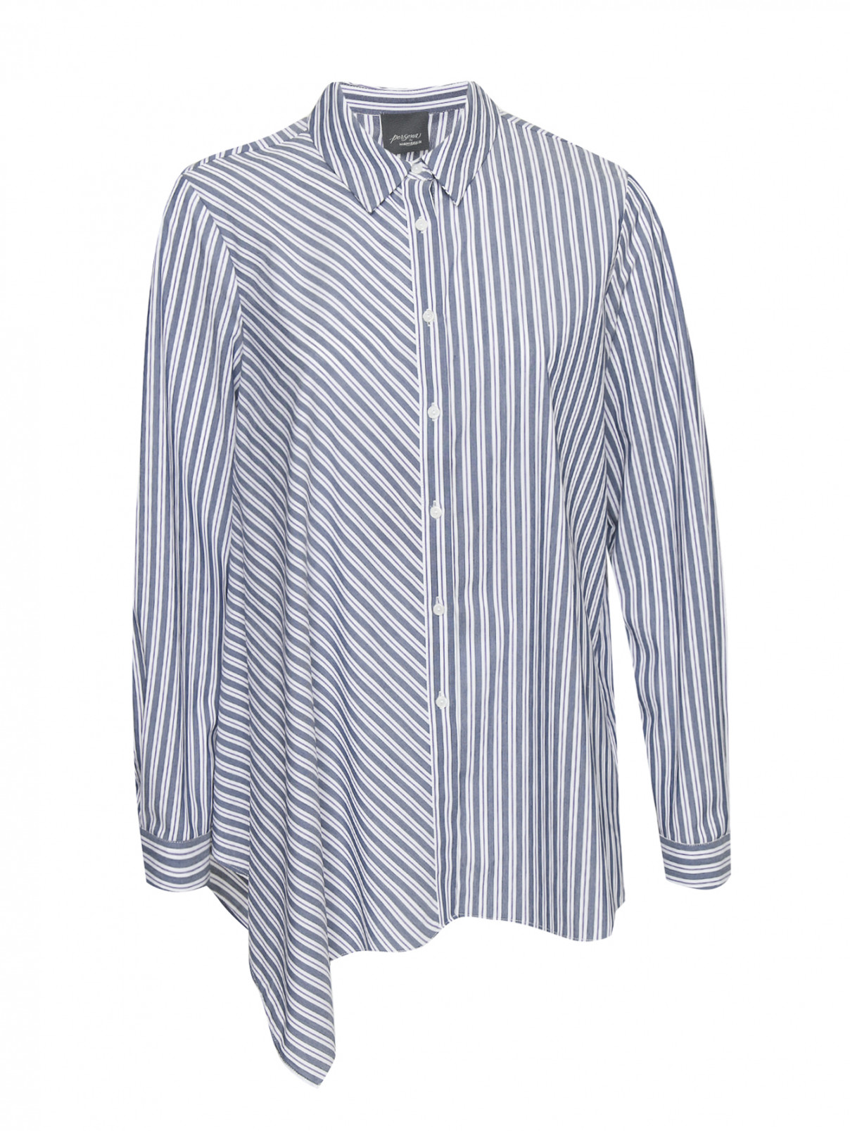 Рубашка из хлопка свободного кроя с узором "полоска" Persona by Marina Rinaldi  –  Общий вид  – Цвет:  Узор