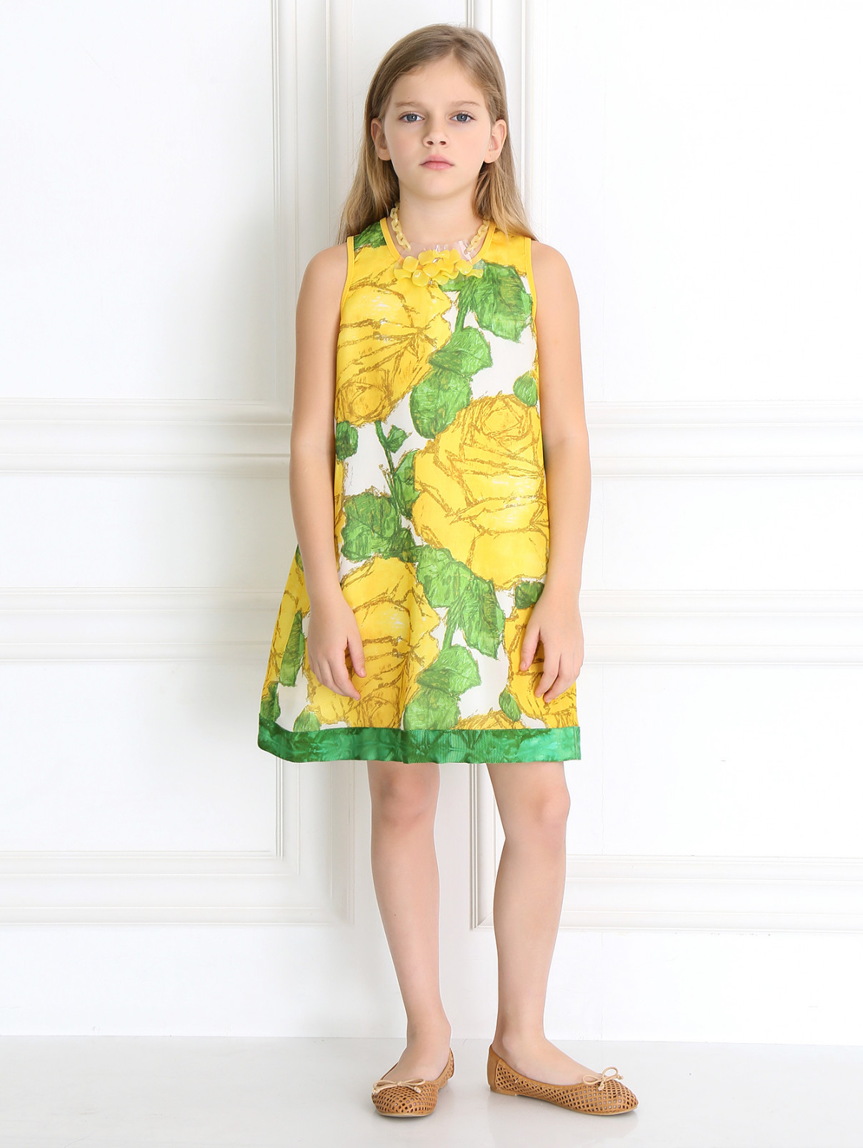 Платье из шелка с растительным узором MiMiSol  –  Модель Общий вид  – Цвет:  Узор