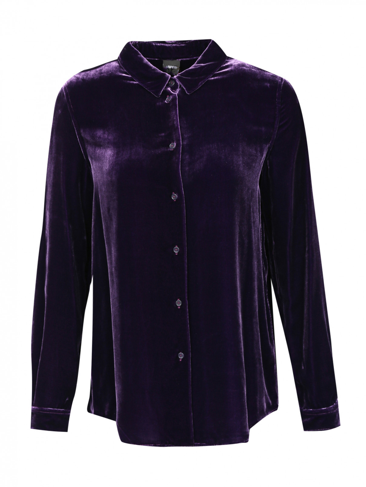 Блуза из бархата с добавлением шелка Aspesi  –  Общий вид  – Цвет:  Фиолетовый