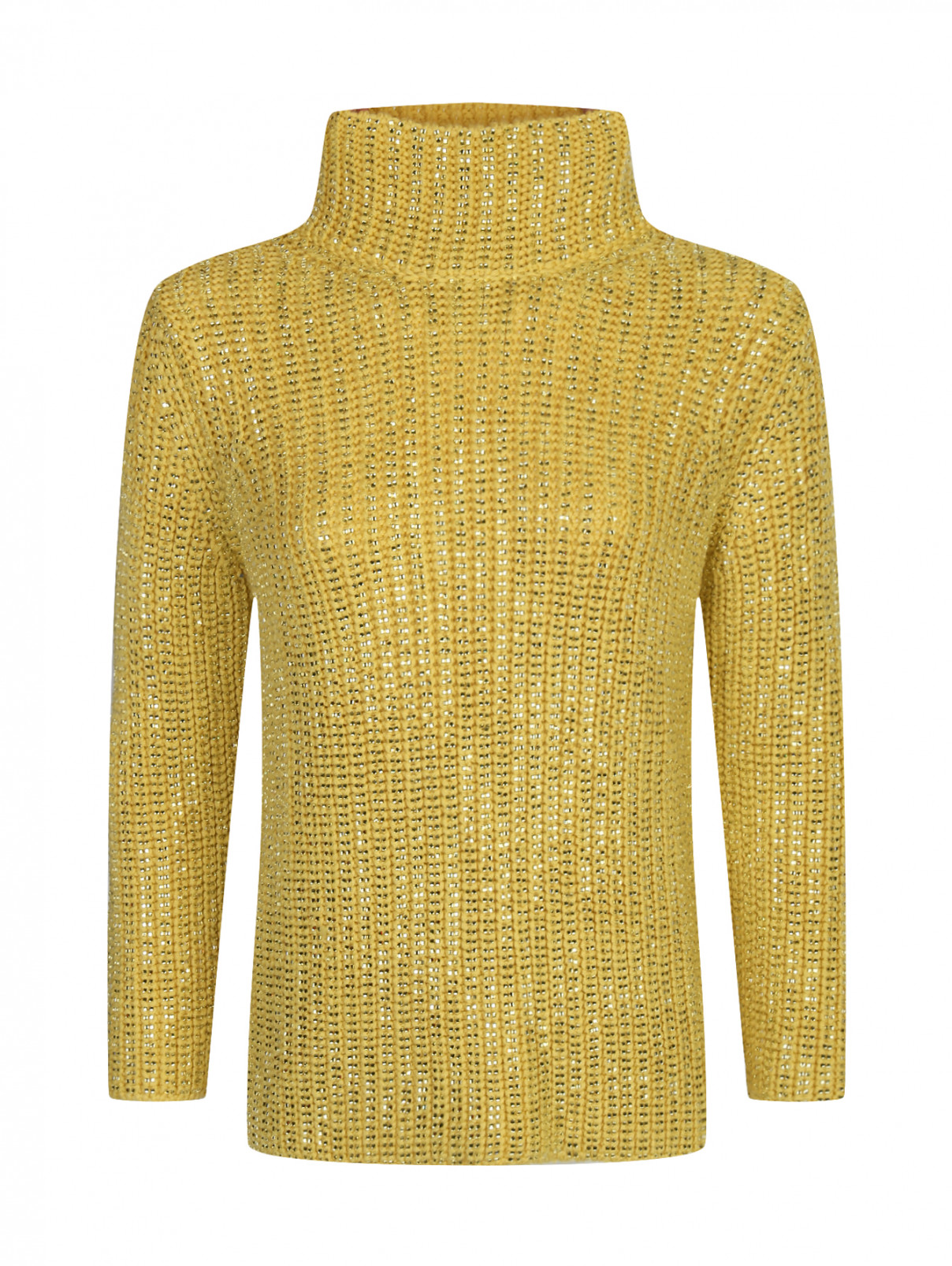Джемпер из шерсти декорированный стразами Ermanno Scervino  –  Общий вид  – Цвет:  Желтый