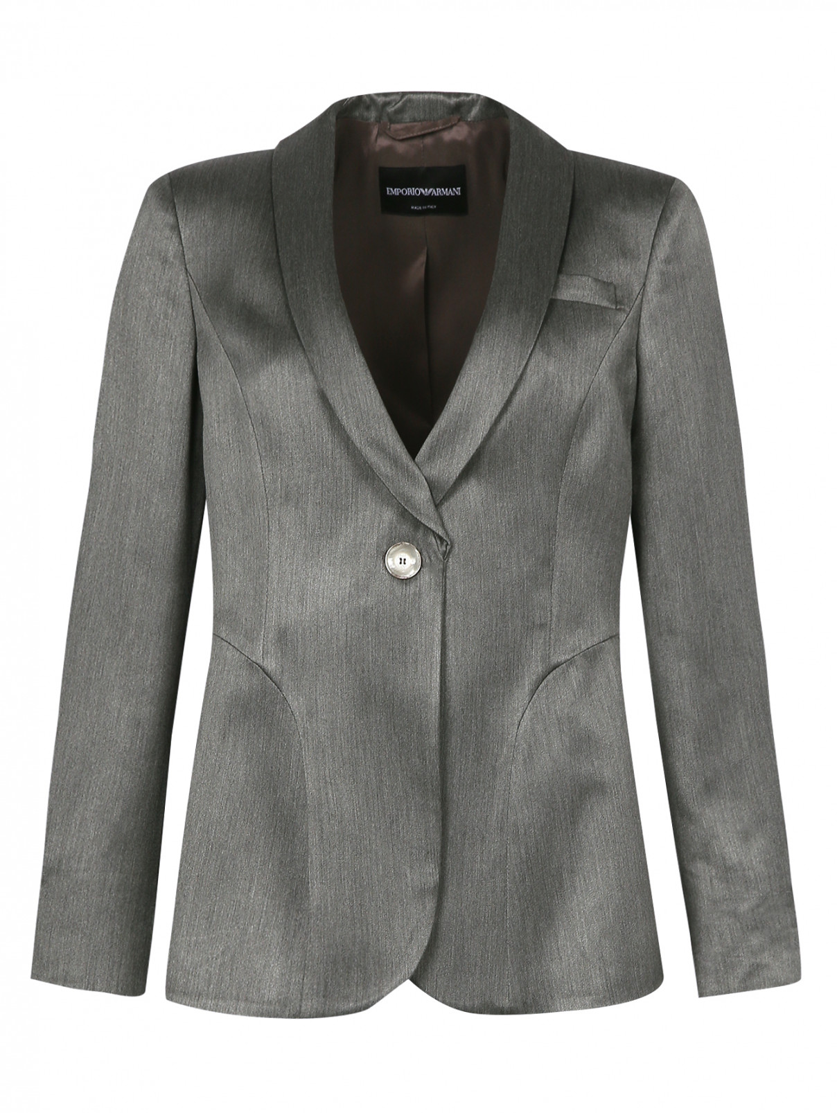 Однобортный жакет с боковыми карманами Emporio Armani  –  Общий вид  – Цвет:  Серый