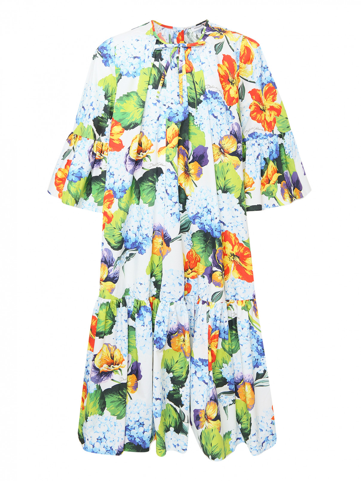 Хлопковое платье свободного кроя Dolce & Gabbana  –  Общий вид  – Цвет:  Узор