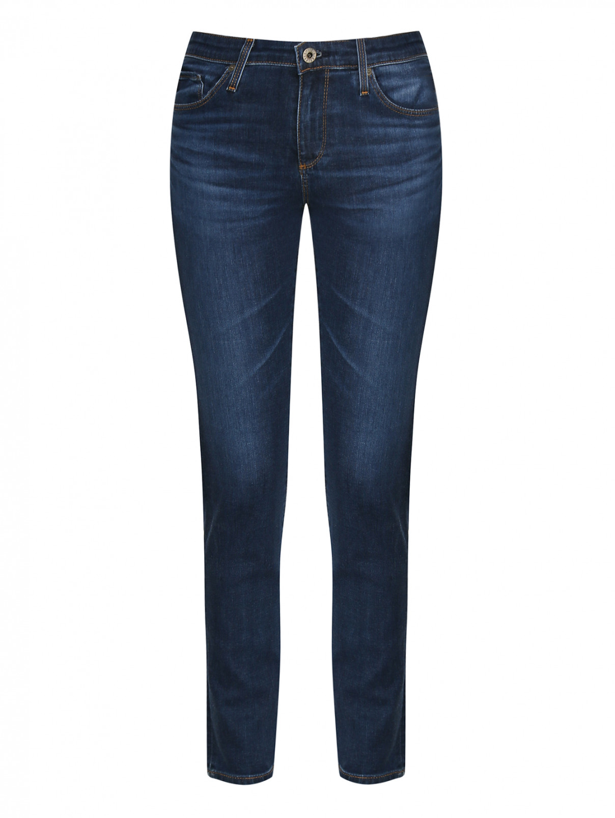 Джинсы из потертого денима AG Jeans  –  Общий вид  – Цвет:  Синий