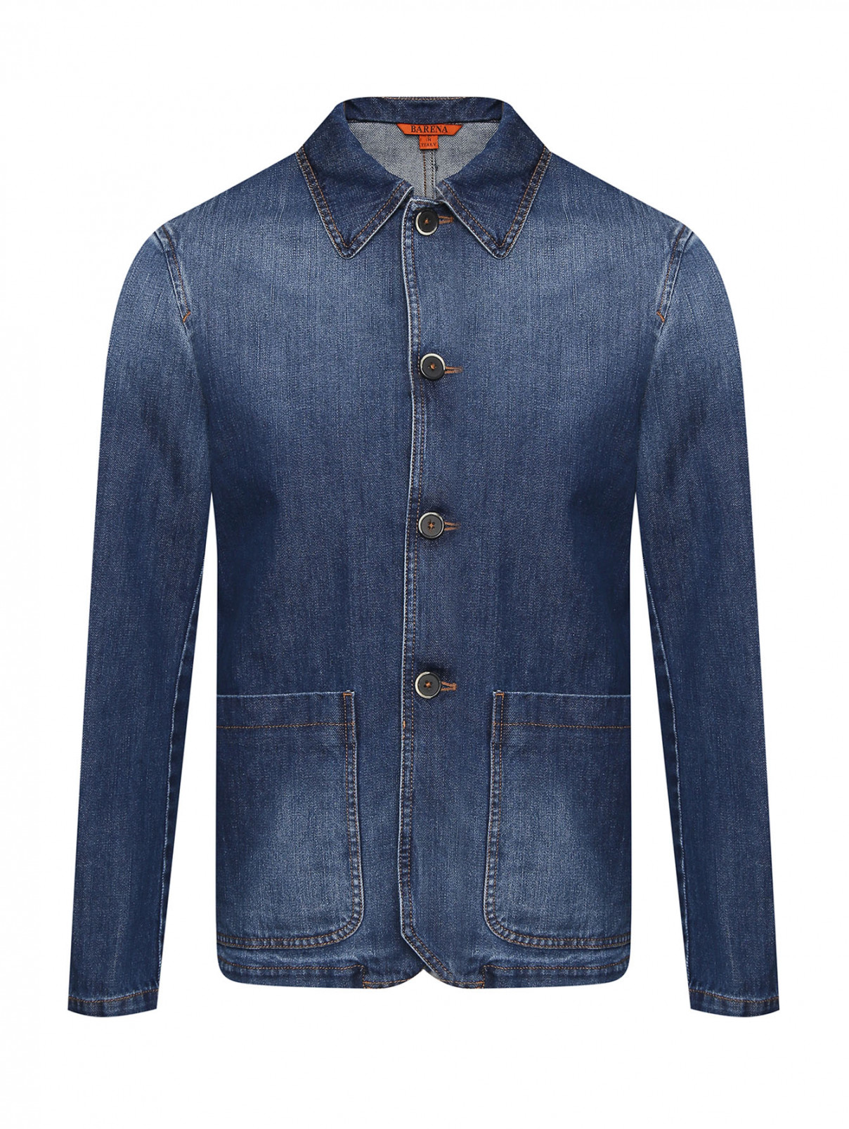 Джинсовая куртка из хлопка с карманами Barena  –  Общий вид  – Цвет:  Синий