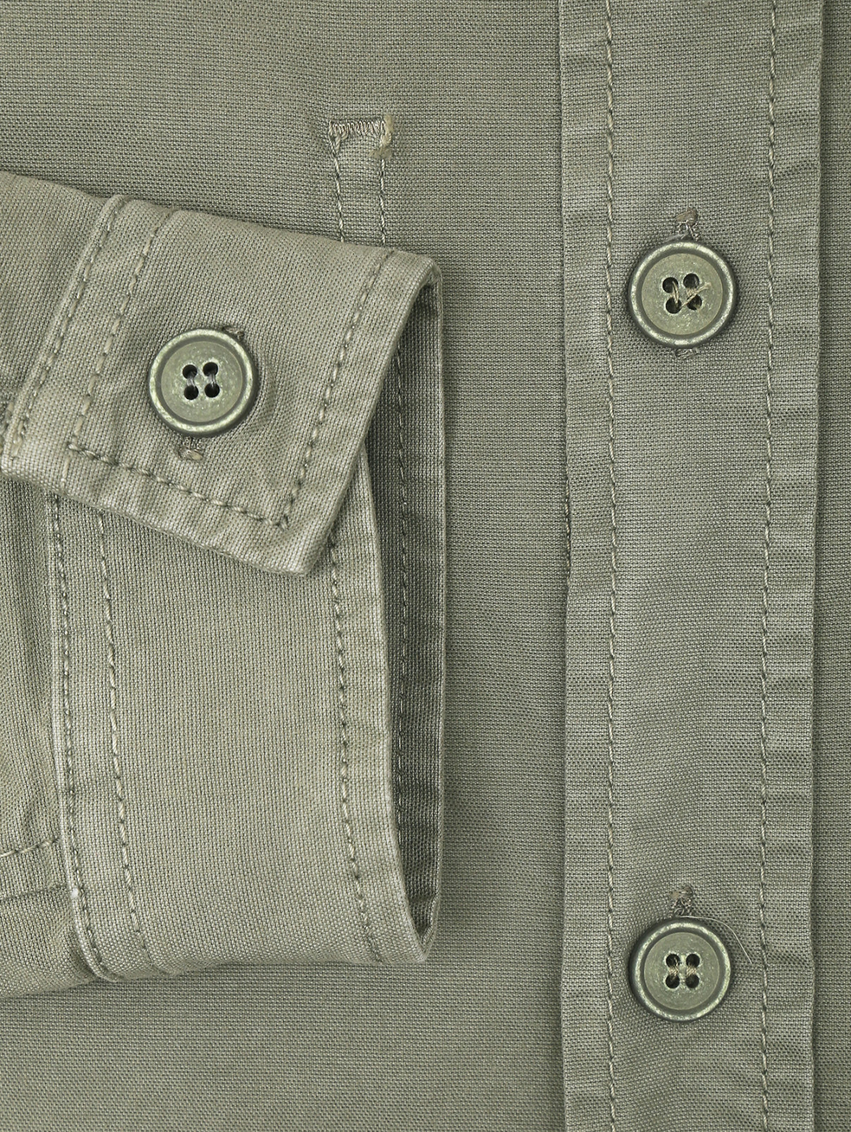 Рубашка из плотного хлопка с карманами Aspesi  –  Деталь  – Цвет:  Зеленый