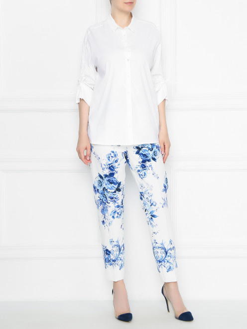 Укороченные брюки с цветочным узором Marina Rinaldi - МодельОбщийВид