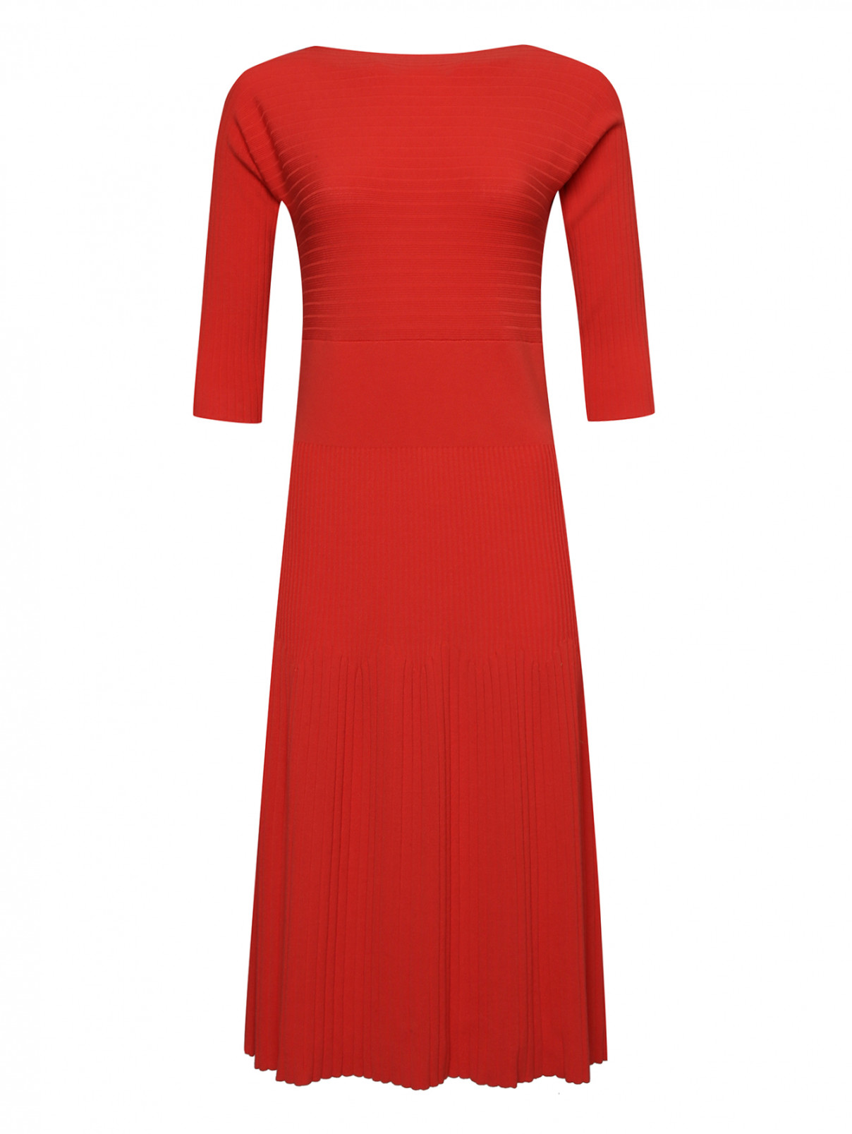 Платье трикотажное в рубчик Max&Co  –  Общий вид  – Цвет:  Красный