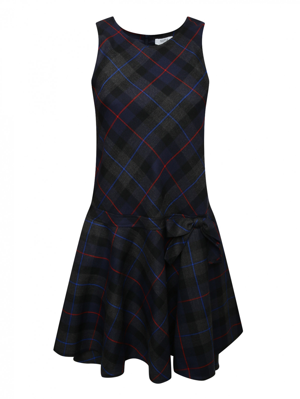 Платье шерстяное в клетку Aletta Couture  –  Общий вид  – Цвет:  Серый