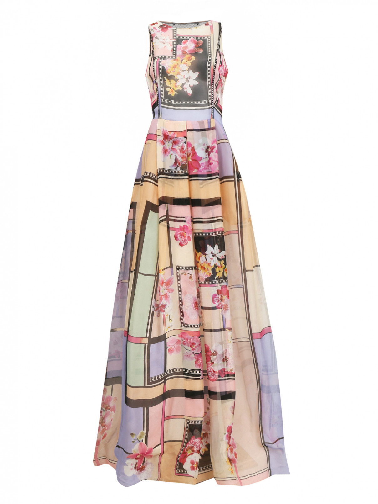 Платье-макси с узором Alberta Ferretti  –  Общий вид  – Цвет:  Розовый
