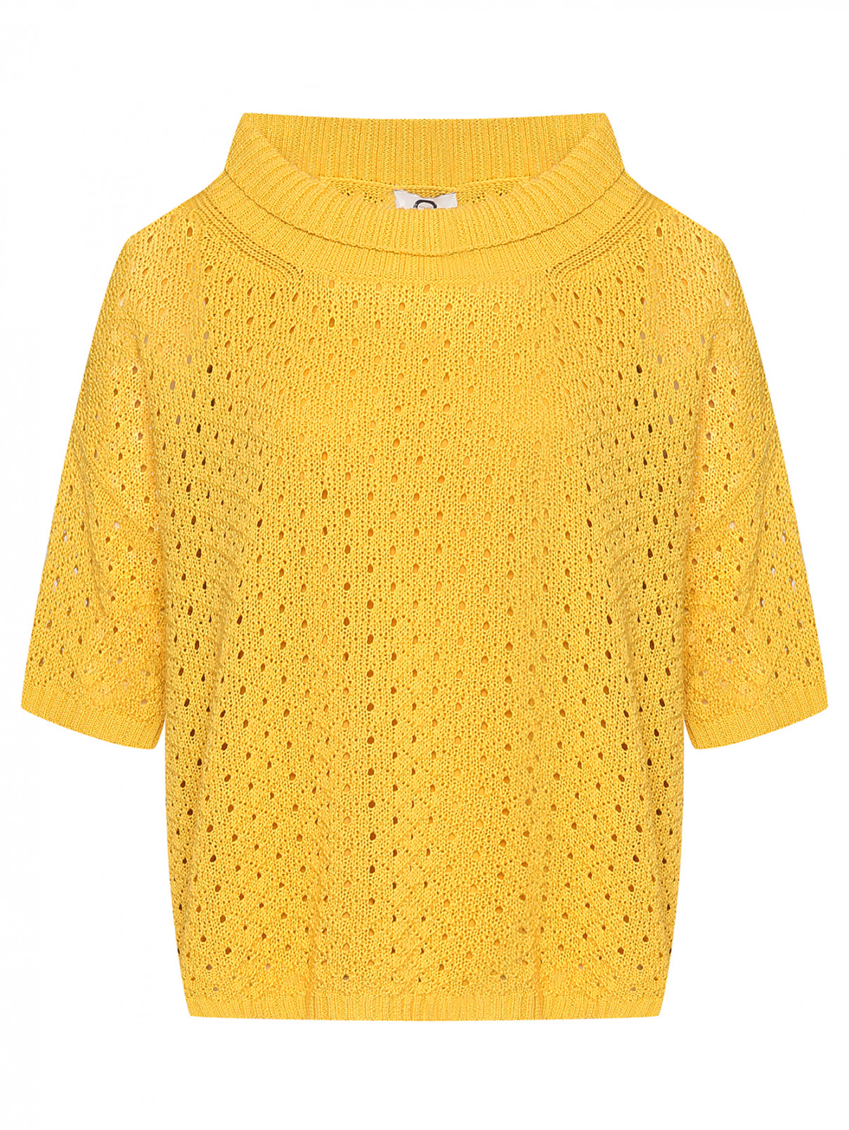 Джемпер из хлопка мелкой вязки Marina Rinaldi  –  Общий вид  – Цвет:  Желтый
