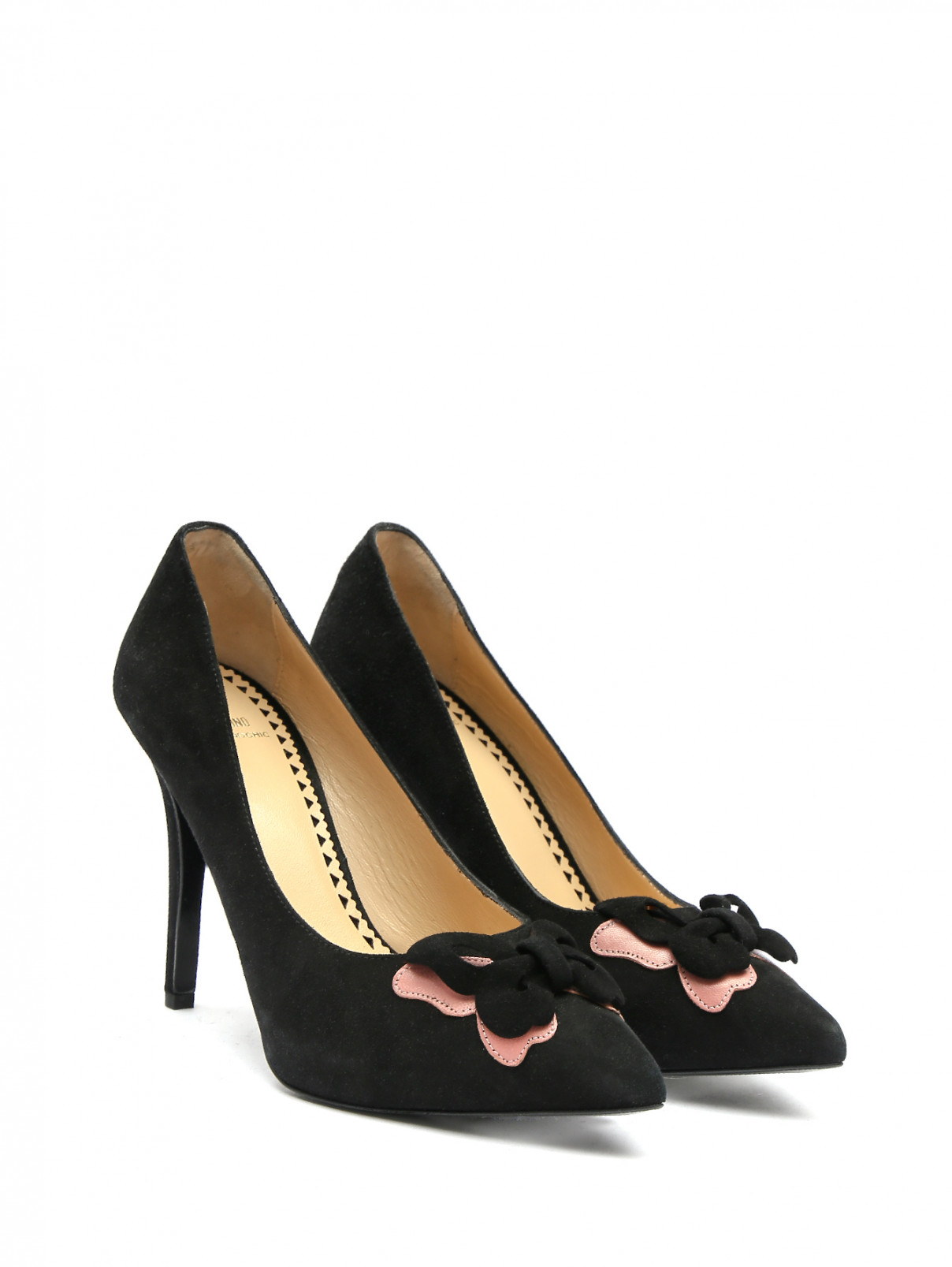 Туфли-лодочки из замши на высоком каблуке Moschino Cheap&Chic  –  Общий вид  – Цвет:  Черный