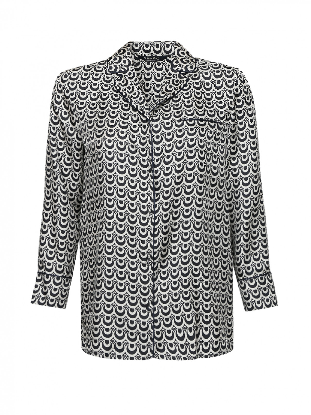 Блуза шелковая с узором Max Mara  –  Общий вид  – Цвет:  Узор