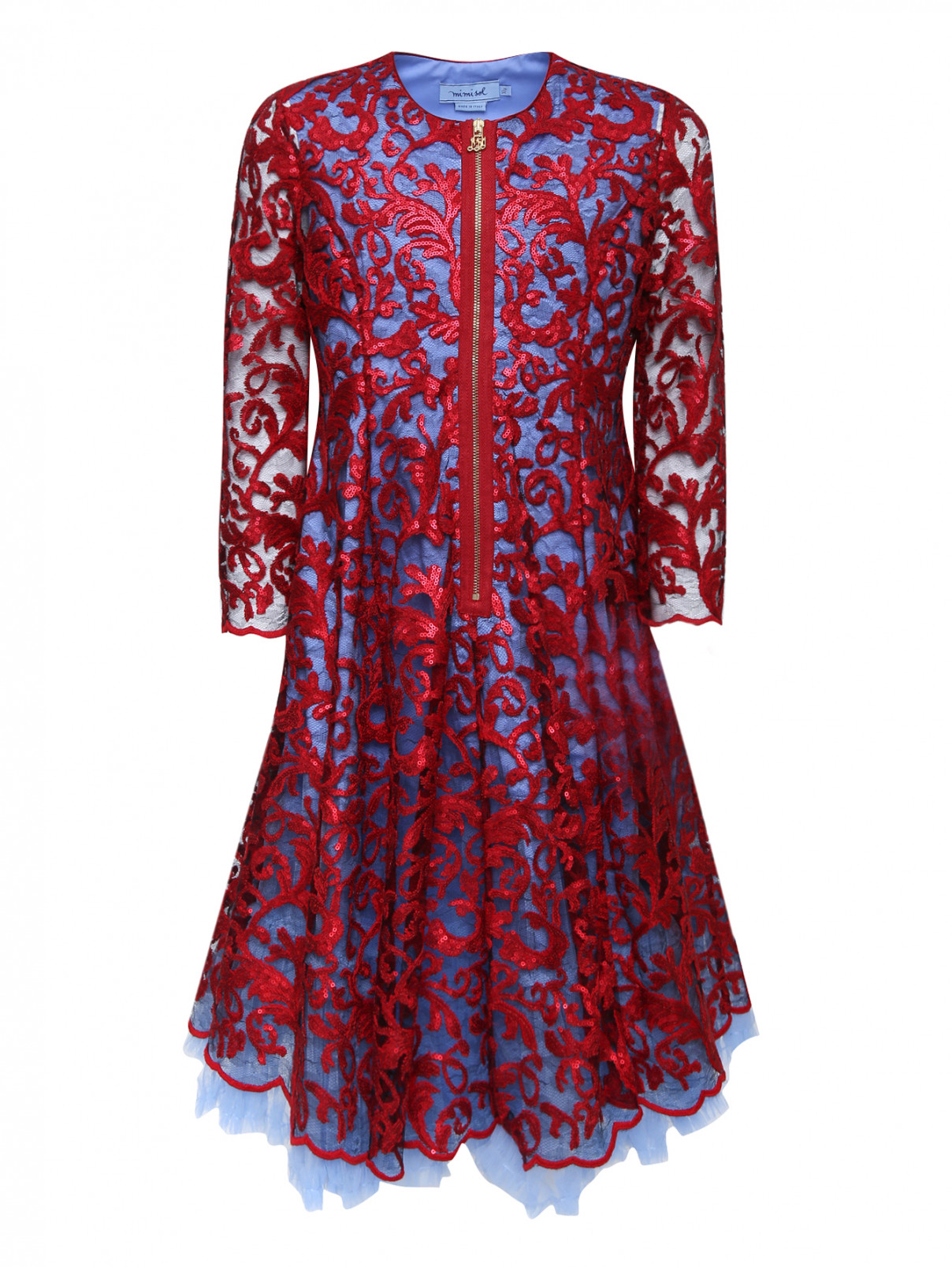 Кружевное платье с пайетками MiMiSol  –  Общий вид  – Цвет:  Красный