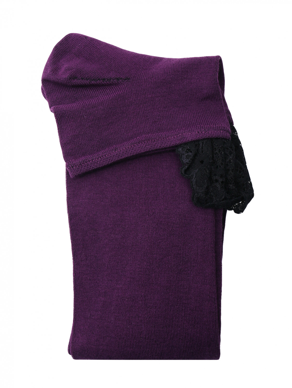 Легинсы из хлопка с кружевной отделкой La Perla  –  Общий вид  – Цвет:  Фиолетовый