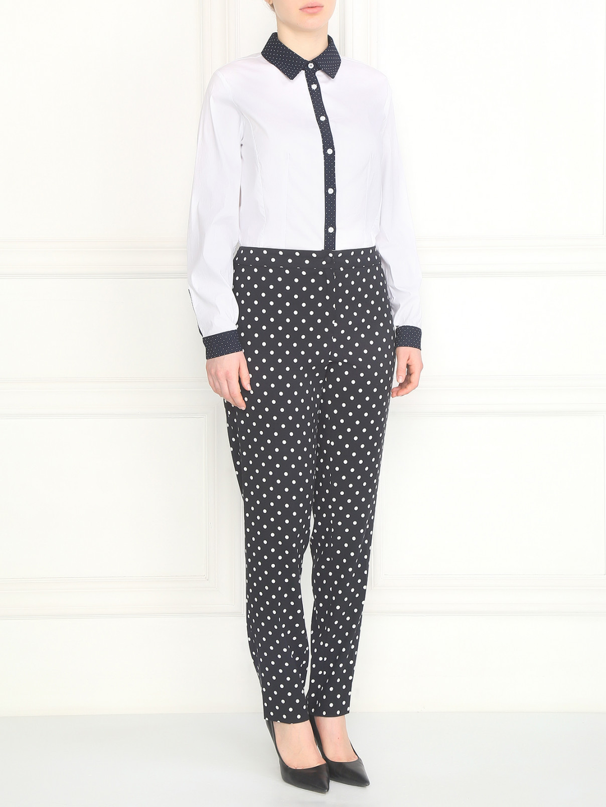 Рубашка из хлопка с контрастными вставками Marina Rinaldi  –  Модель Общий вид  – Цвет:  Белый