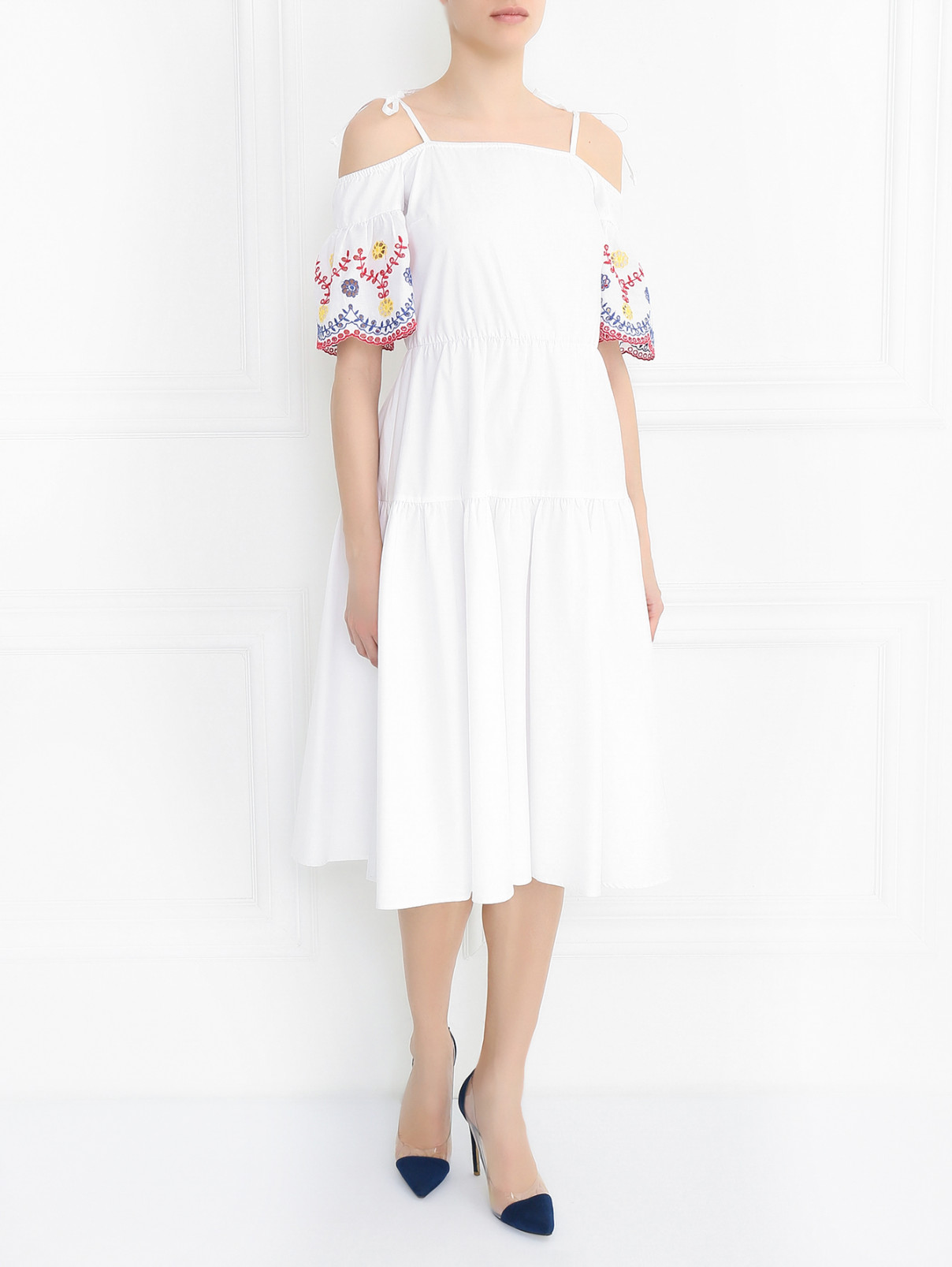 Платье из хлопка с коротким рукавом I'M Isola Marras  –  Модель Общий вид  – Цвет:  Белый