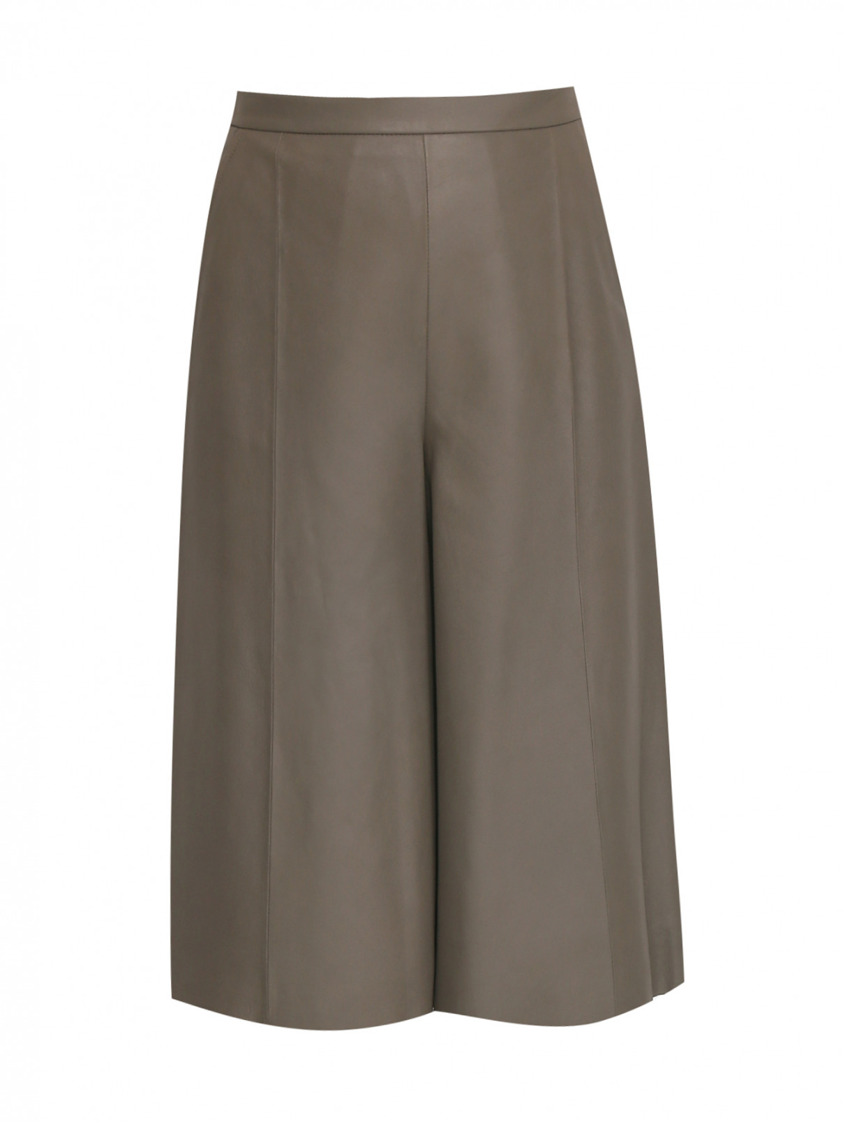 Удлиненные шорты из кожи с карманами Weekend Max Mara  –  Общий вид  – Цвет:  Серый